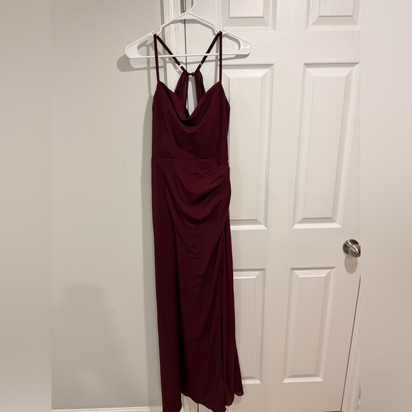 Azazie Burgundy Backless Dress - Picture 2 of 5